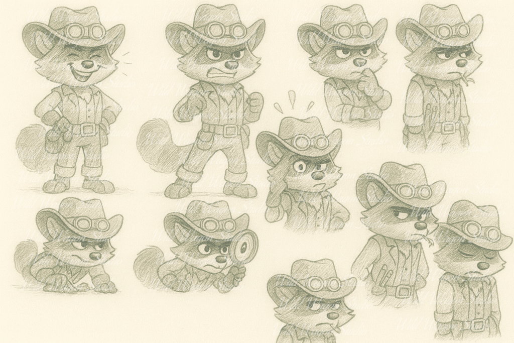 racoon detective engineer watermarked